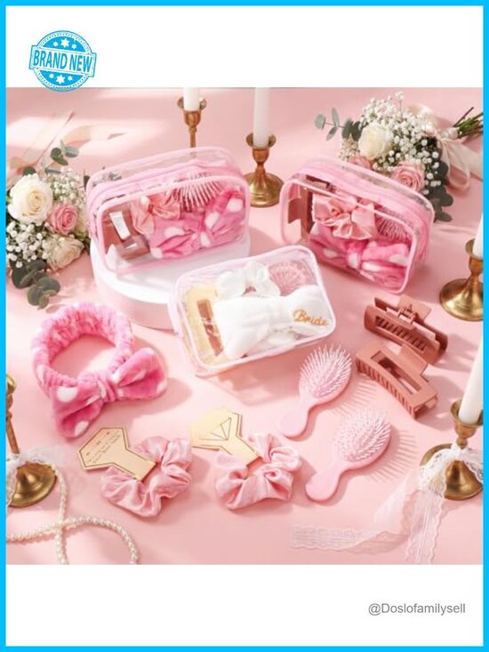 40 Pcs Bachelorette Party Favor Set Headband Scrunchies Hair Claw Clips Makeup main image 4